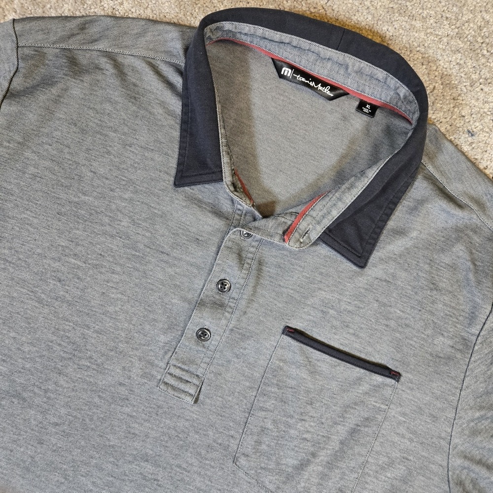 Travis Mathew Polo Shirt Mens XL Gray Pima Cotton Blend Golf Performance